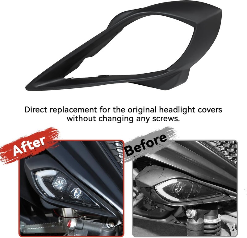 XATVXUTV Headlight Covers for Yamaha Raptor 700, Left & Right Head Lamps Cover Front Head Light Trim Bezel for Yamaha YFZ 450 YFZ450R YFZ450X Wolverine 450 350 250 350 2006-2022 Accessories (2PCS) - Image 2